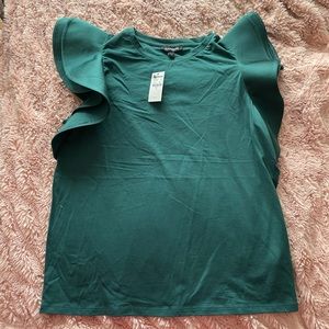 BNWT Express Teal Flutter Sleeve Top